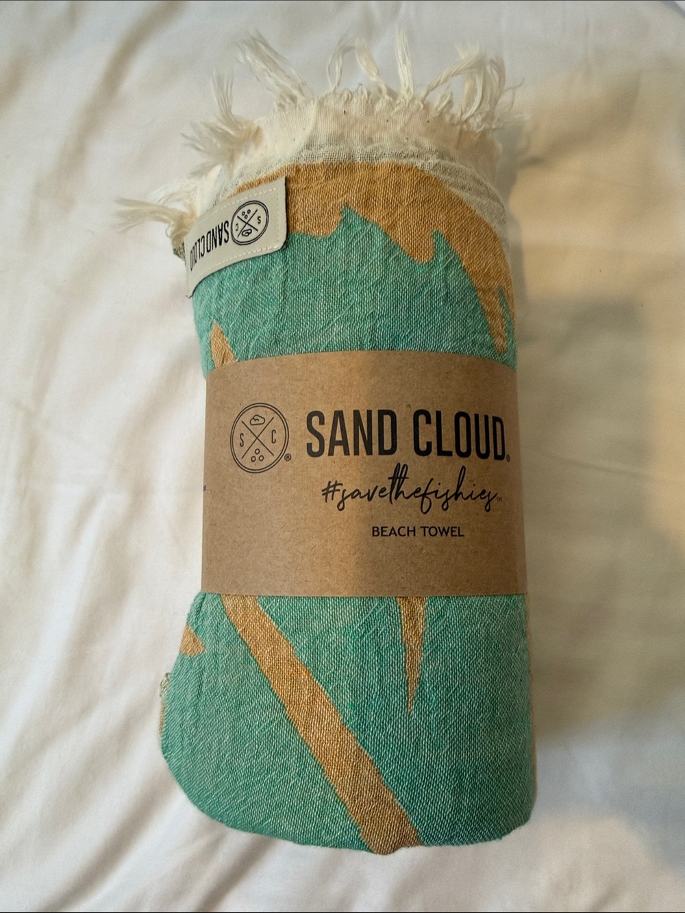 Sand Cloud Green & Gold Beach Towel - Lightweight Turkish Towel